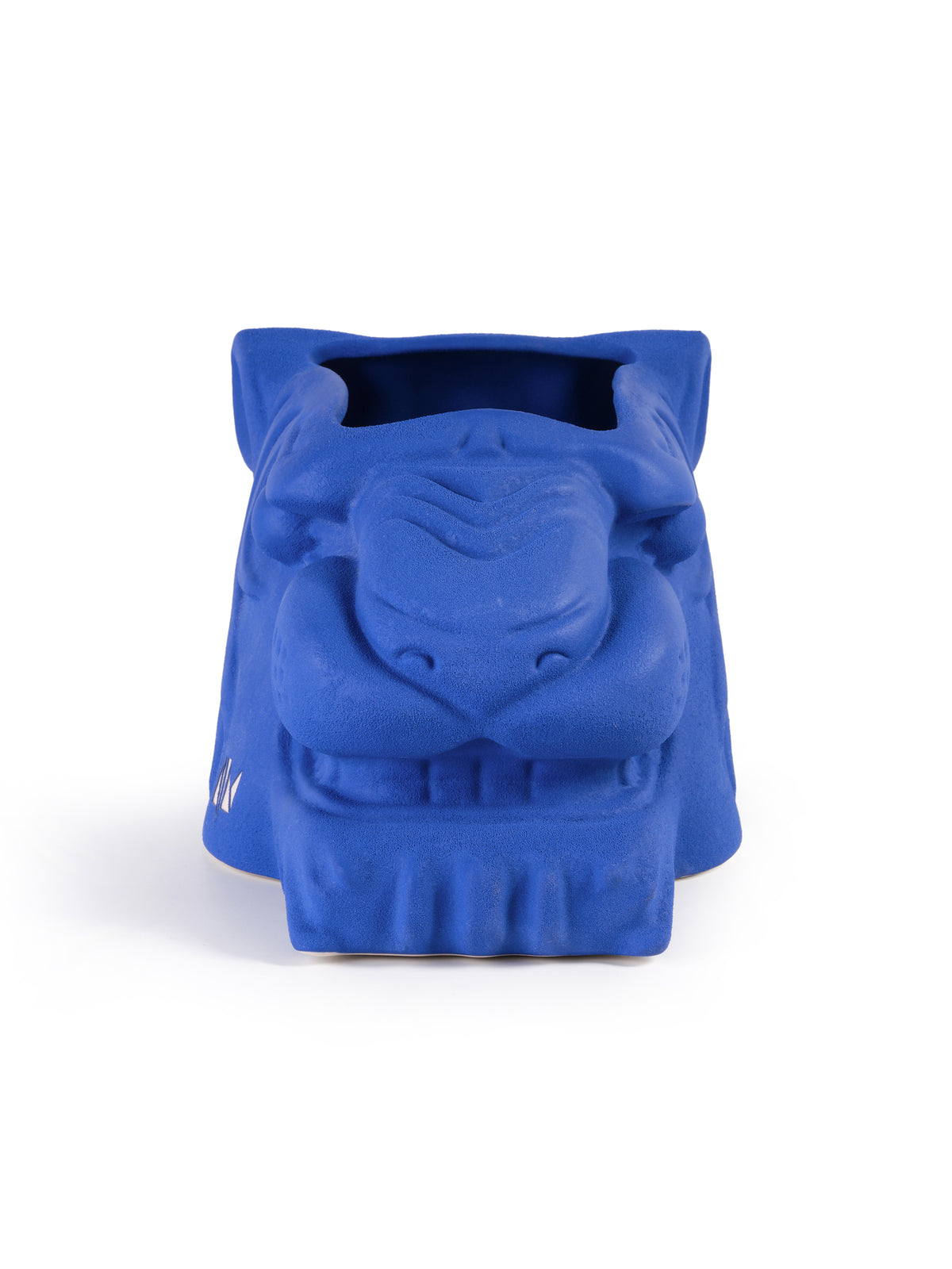 Blue dragon-shaped container on a white background