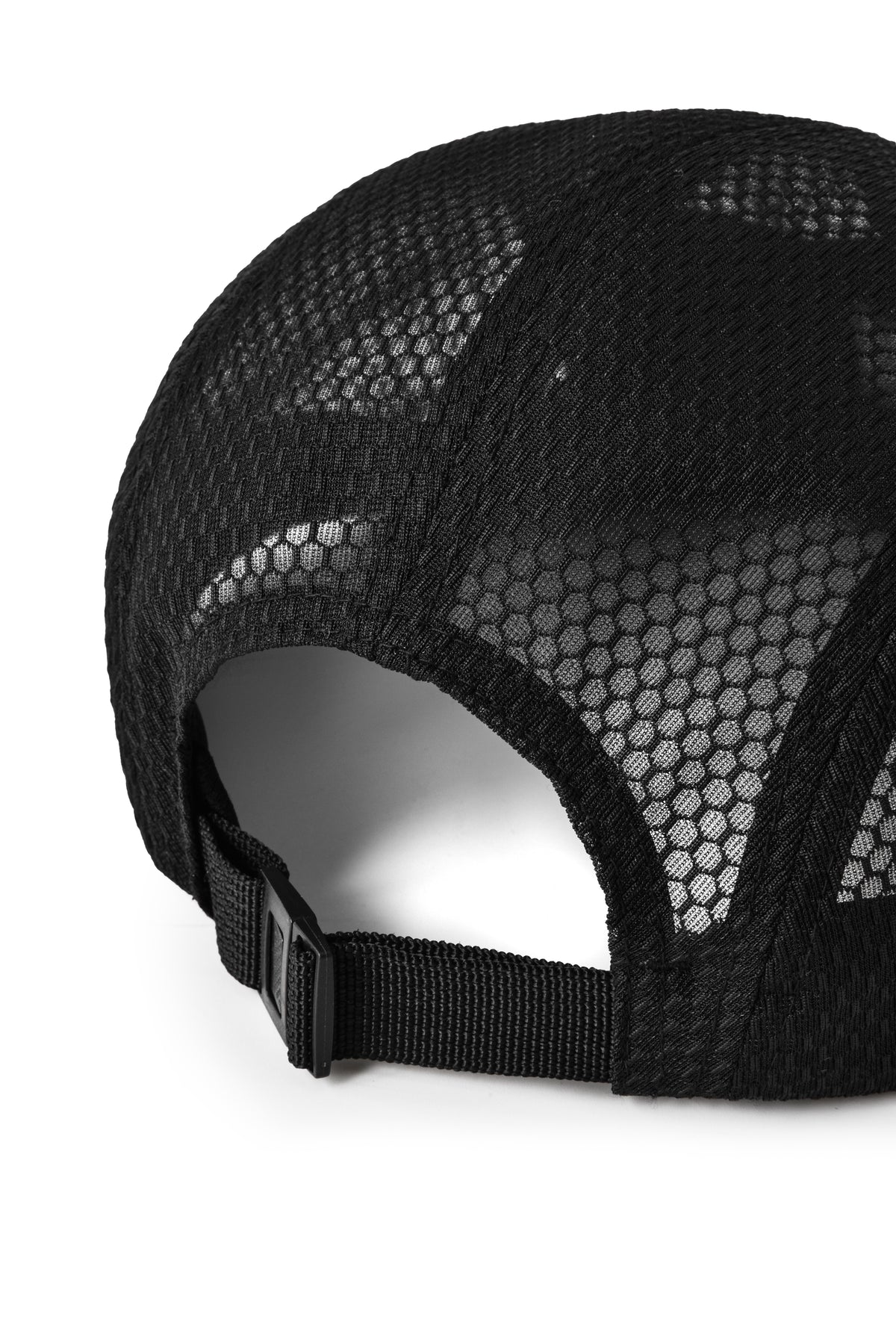Black mesh cap on a white background