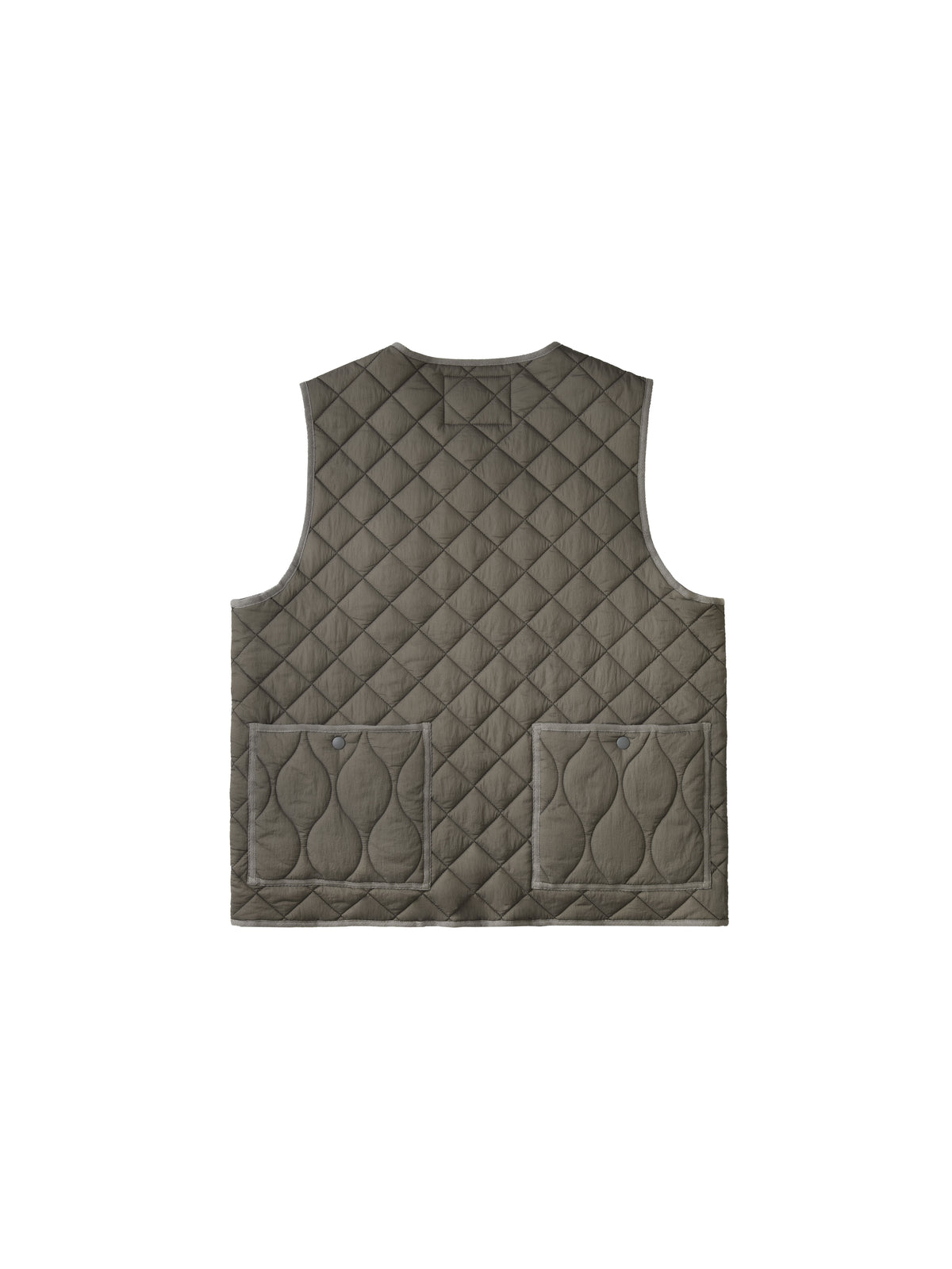 Quilted vest with diamond pattern on a white background