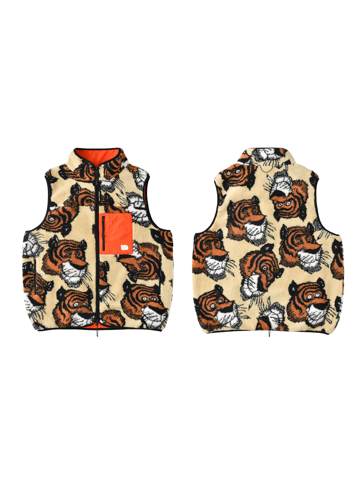 Vest with soulgoods tiger pattern on a white background