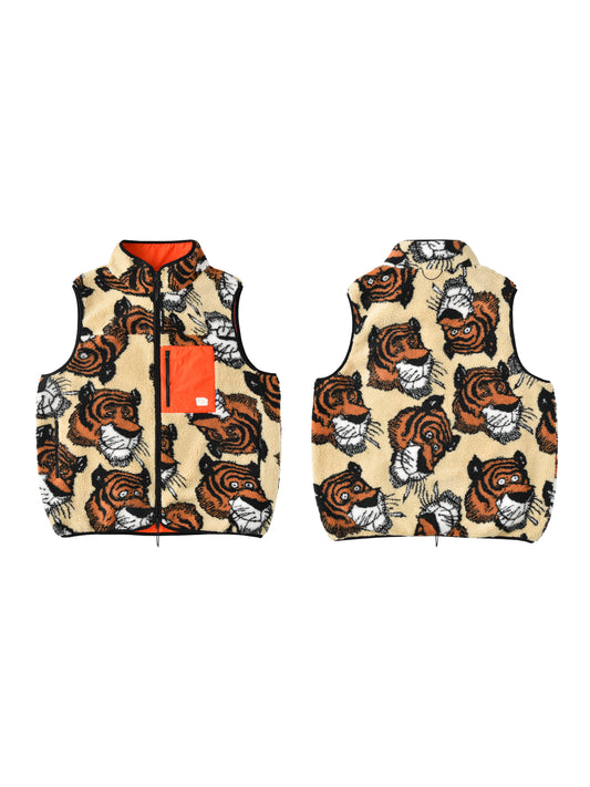 Vest with soulgoods tiger pattern on a white background