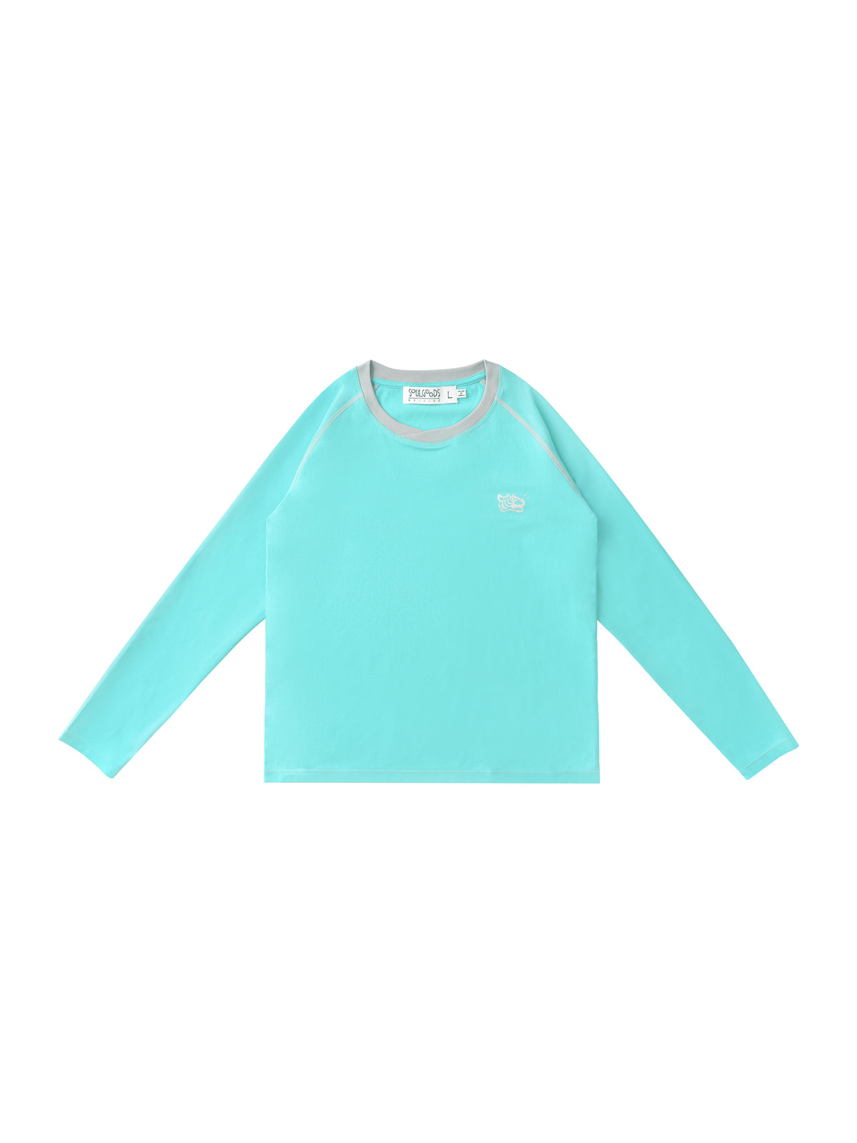 Turquoise long-sleeve shirt on a white background