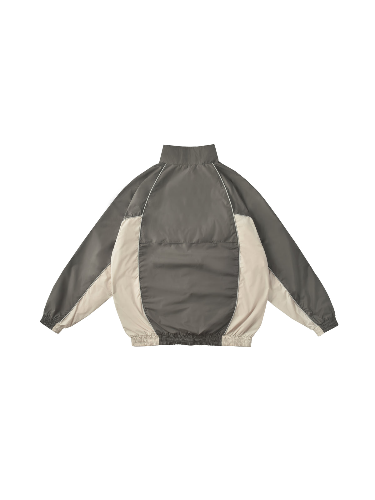 Two-tone jacket with gray and beige colors on a white background