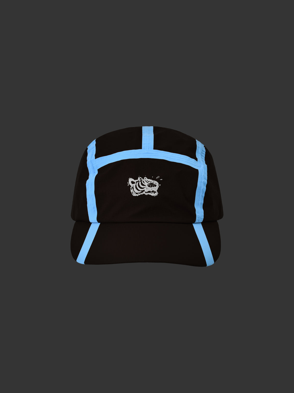 night glow cap with blue accents on a dark background