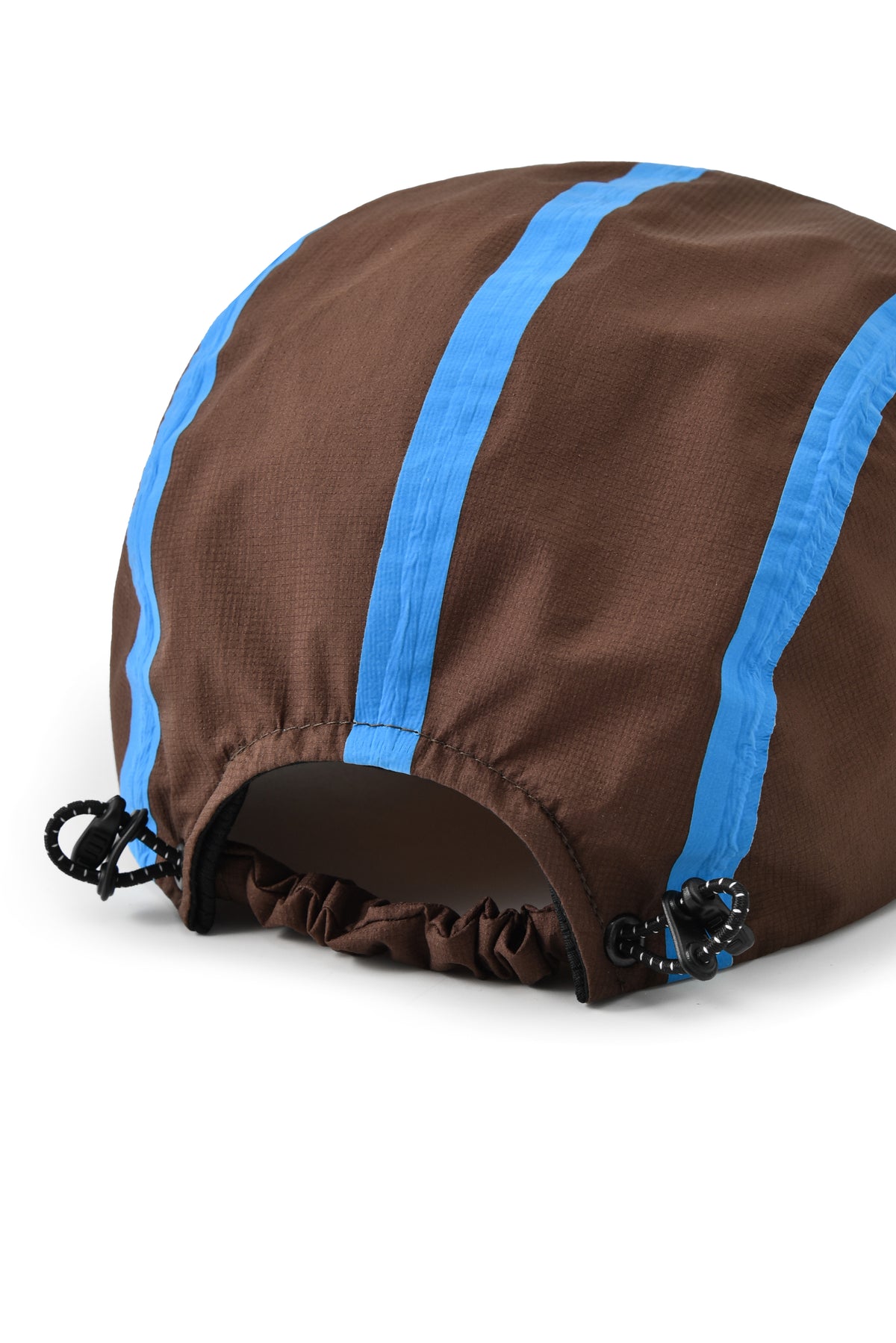 Brown bag with blue straps on a white background