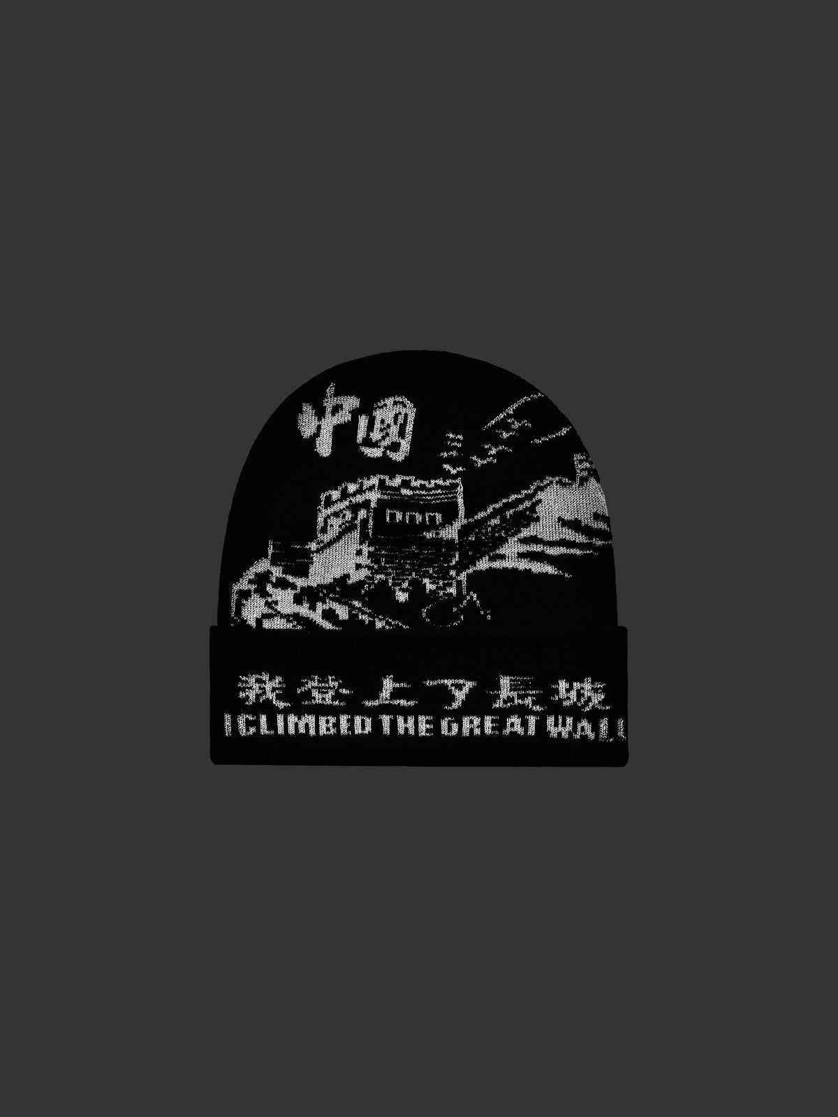 Black and white badge with长城 (Great Wall of China) design and text on a dark background