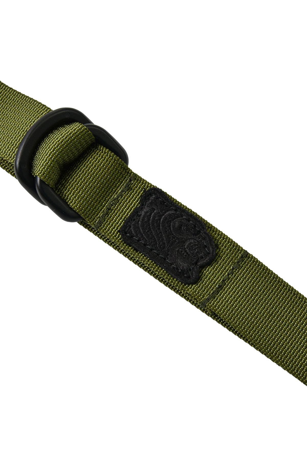 Green belt with a black buckle on a white background
